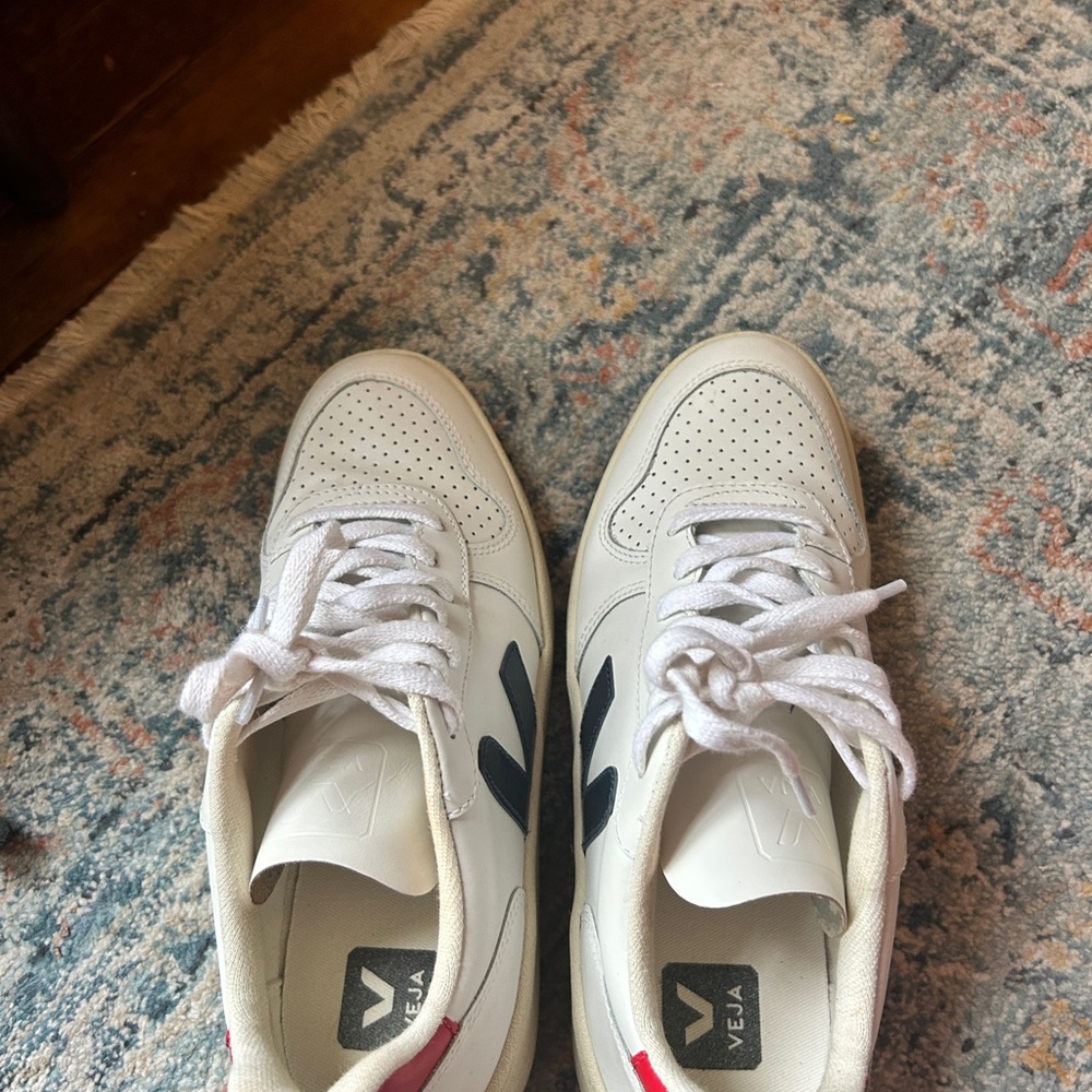 Veja White Sneakers (Red and Black)